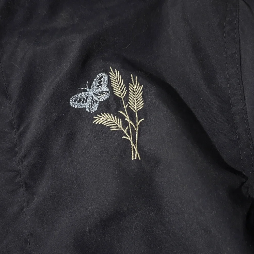 Vintage Navy Blue Jacket with Butterfly Embroidery - Picture 2 of 4